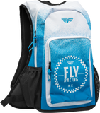 FLY Racing Jump Pack Backpack Blue/White - Versatile Moto Gear Bag with 35L Capacity