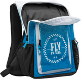 FLY Racing Jump Pack Backpack Blue/White - Versatile Moto Gear Bag with 35L Capacity