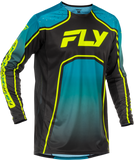 Fly Racing Rayce Bicycle Jersey Teal/Black/Lime XL – Lightweight Four-Way Stretch Performance Shirt