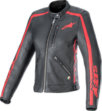 ALPINESTARS Stella Dyno Leather Jacket - Black/Haute Red - 2XL 3113924-1346-2X