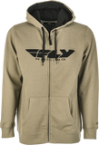 Fly Racing Corporate Zip Up Hoodie Tan/Black - Model 354-0194S