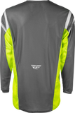Fly Racing Kinetic Mesh Center Jersey Grey/White/Hi Vis Large – Lightweight Cycling Jersey with Advanced Breathability