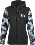Fly Racing Women's Tie Dye Zip Up Hoodie Black/Grey - Part Number 358-00702X