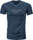 Fly Racing F Wing Tee Midnight Navy/Grey 2X - Comfortable Lightweight Crew Neck T-Shirt