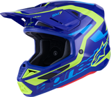 Alpinestars SM7 Helmet - Deed Gloss Blue/Yellow Fluo Large (Part #8302426-7253-L)