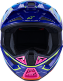 Alpinestars SM7 Helmet - Lightweight Off-Road Racing Helmet with Plasma Technology, Gloss Blue/Pink/Yellow Fluo, Large (Part #8302626-7254-L)