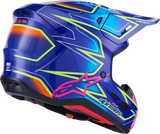 Alpinestars SM7 Helmet - Lightweight Off-Road Racing Helmet with Plasma Technology, Gloss Blue/Pink/Yellow Fluo, Large (Part #8302626-7254-L)