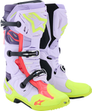 Alpinestars Tech 10 Supervented Boots - US 8 / EU 42, Purple/Fluorescent Yellow/Diva Pink, Part Number 2010520-3150-8