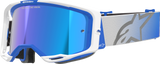 Alpinestars GOGGLES Vision 8 Goggle - Blue/White Frame with Blue Mirror Lens, Part 5101625-7274