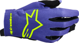 Alpinestars Youth Radar Gloves - Purple and Fluorescent Yellow, Small (Part #3541824-3175-S)