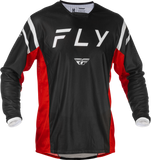 Fly Racing Kinetic Mesh Center Jersey Black/White/Red Small - Breathable Dirt Bike Jersey