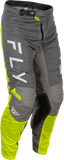 Fly Racing Kinetic Mesh Center Pants Grey/White/Hi Vis Size 40 - Durable Riding Gear with BOA Fit System