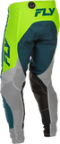 Fly Racing Lite Pants Grey, Lime & Teal, Size 38 – Lightweight Motorcycle Riding Gear