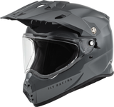 FLY Racing Trekker Solid Helmet Grey Small – Versatile Off-Road, Street, and Snow Helmet with ECE and DOT Approval