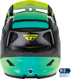 Fly Racing Werx R Helmet Hi Vis/Teal Carbon Large - Lightweight Impact-Resistant Motorcycle Helmet