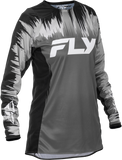 Fly Racing Women's Lite Jersey Black/Grey/White Large - Athletic Fit, Breathable Motorsport Apparel