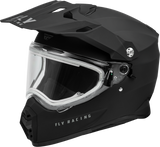 Fly Racing Trekker CW Solid Helmet with Electric Shield in Matte Black - Small