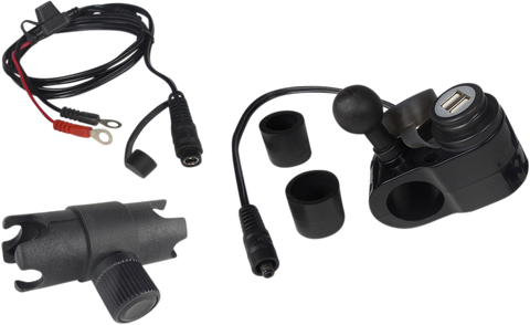 GEARS CANADA Dual USB Charger - 1" Ball Mount - Black 100366-1