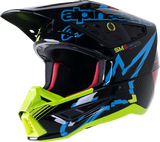 ALPINESTARS SM5 Helmet - Action - Gloss Black/Blue/Fluo Yellow - Medium 8306122-1757-MD
